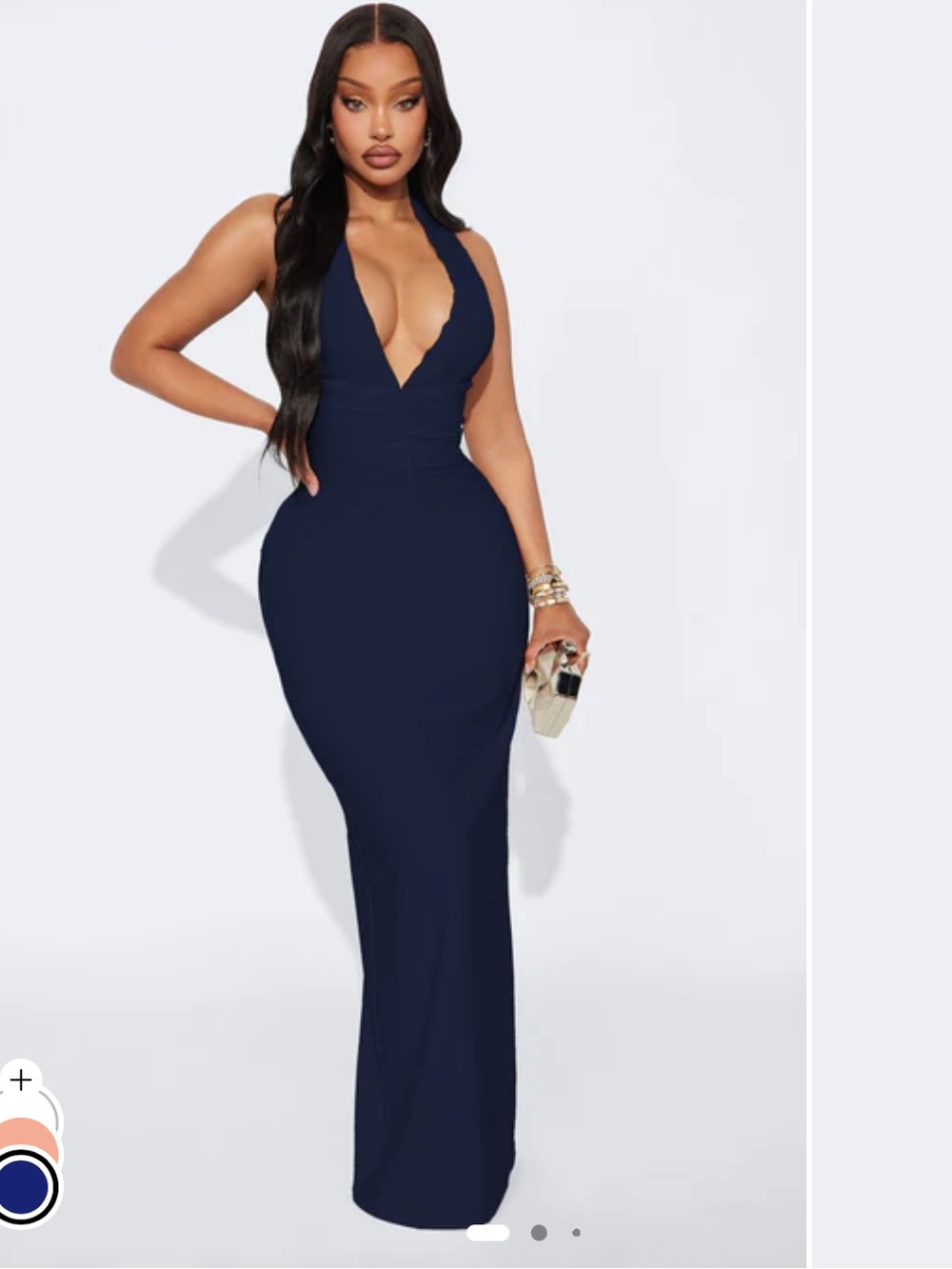 Fashion Nova Deep Navy Halter Maxi Dress